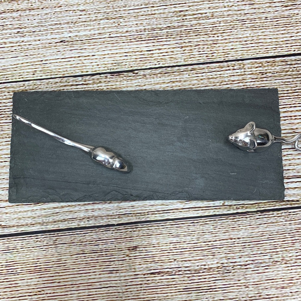 Mariposa Slate Serving Tray Cheese Board with Mouse and‎ Squirrel Spreader Set